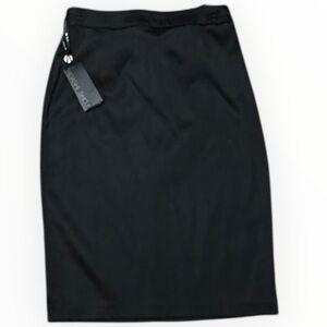 TADASHI SHOJI Classic Black Satin Pencil Skirt Party Event Work Meeting Size 4